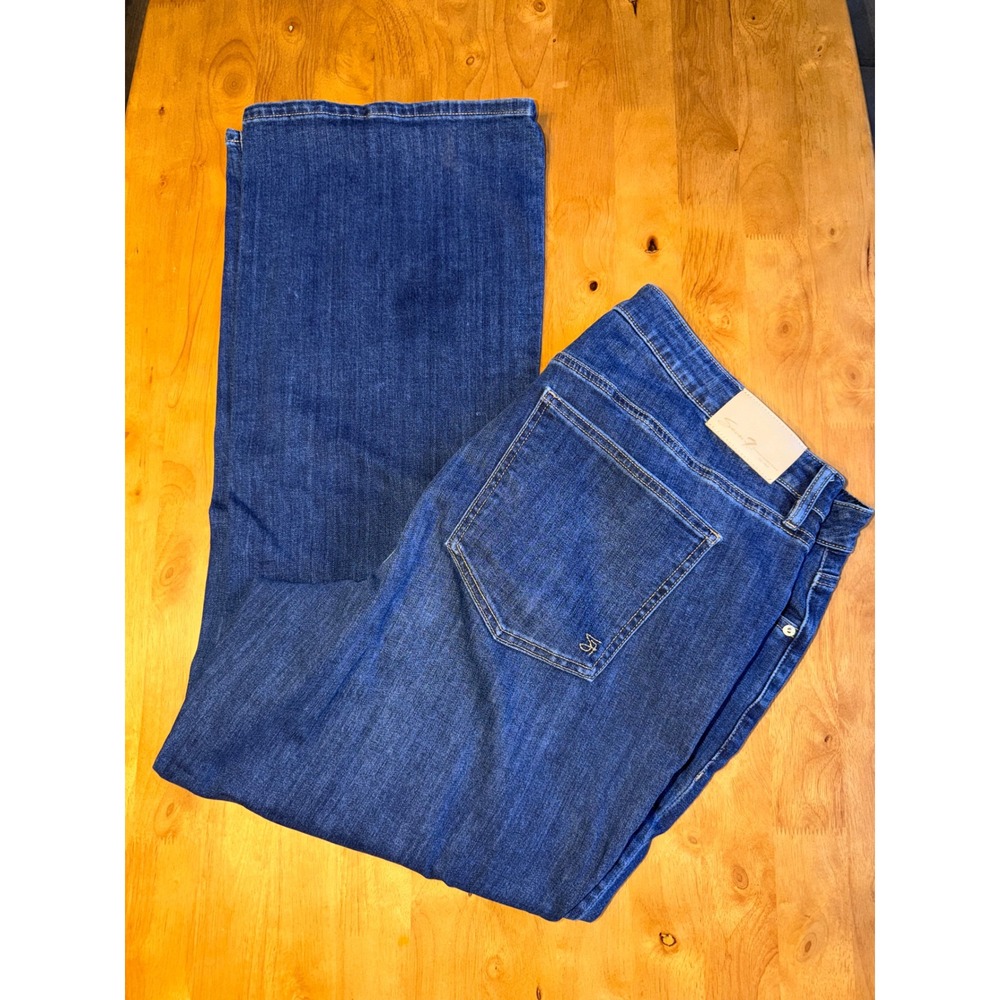 Seven7 Womens High Rise Slim Boot Jeans Dark Wash Blue Denim Size 20W Stretch